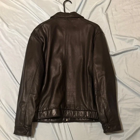 Dockers Men's Leather Bomber Jacket Large - Picture 3 of 12